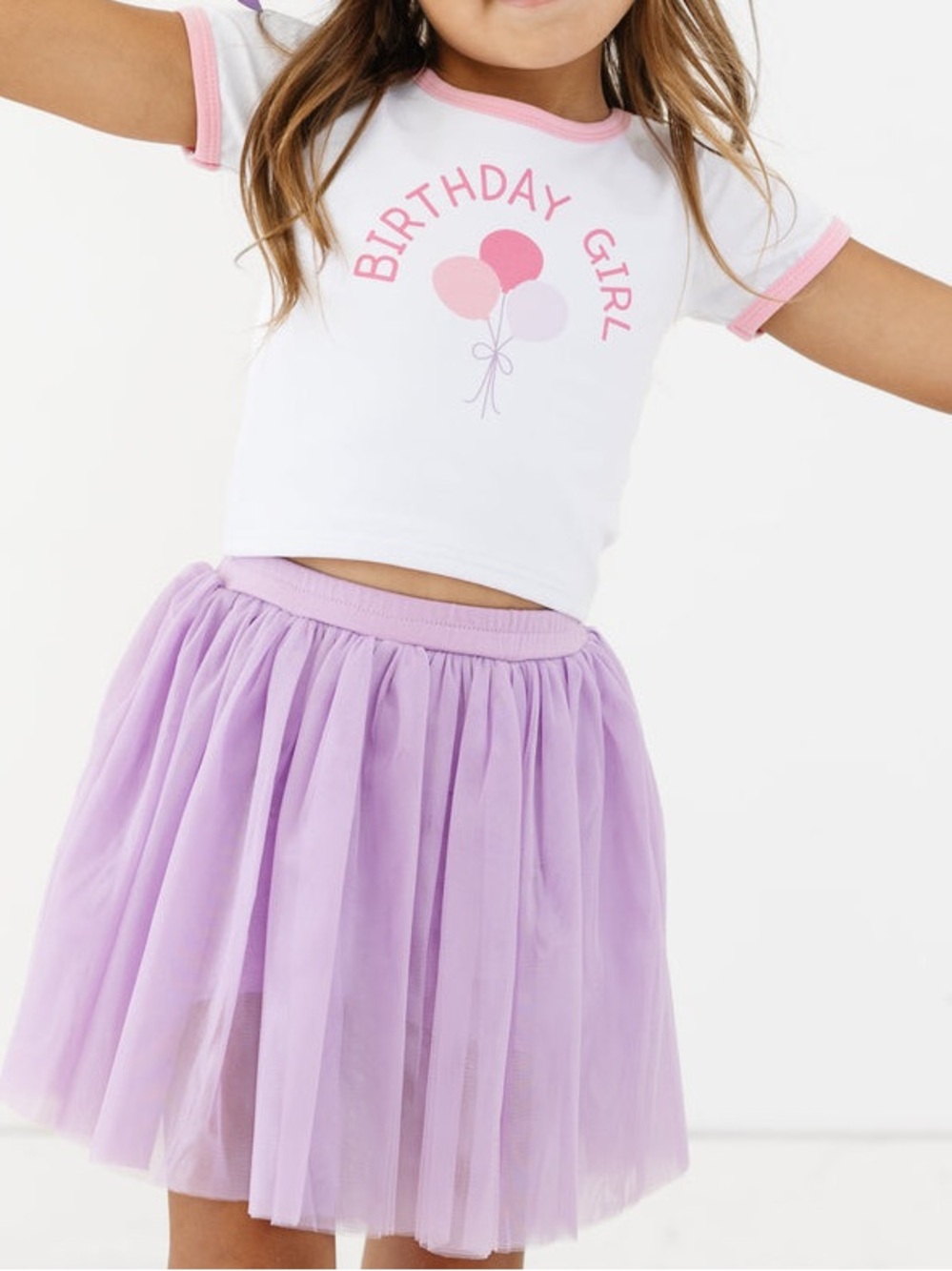 Birthday Girl White Tee with Pink Trim
